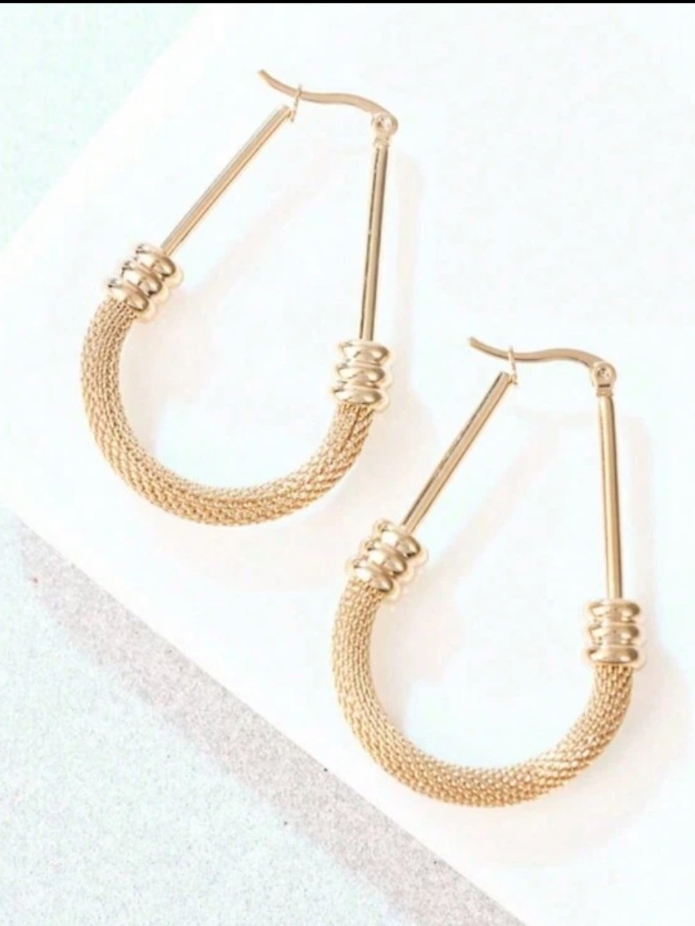 Valencia Textured Rope Mesh Earrings - Picture 3 of 5